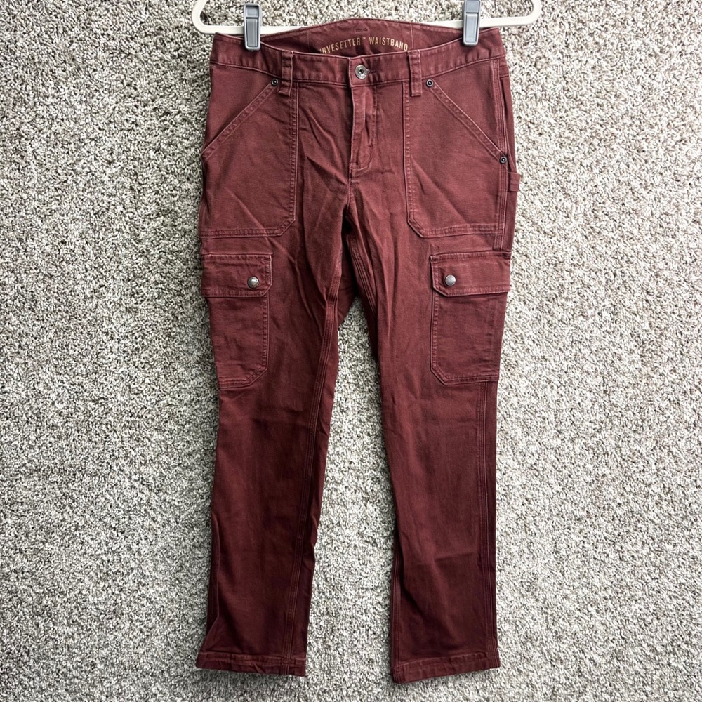 Duluth Trading Co Women Red Curvesetter Waistband Cargo Pants 34719A Size 4 x 29